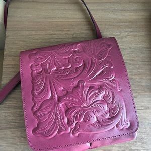 Patricia Nash Embossed Floral Leather Crossbody Bag